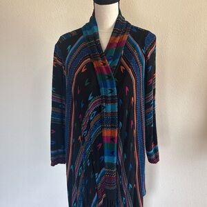 Angie Black Multicolor Striped Open Front Cardigan